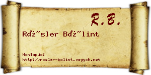 Rösler Bálint névjegykártya